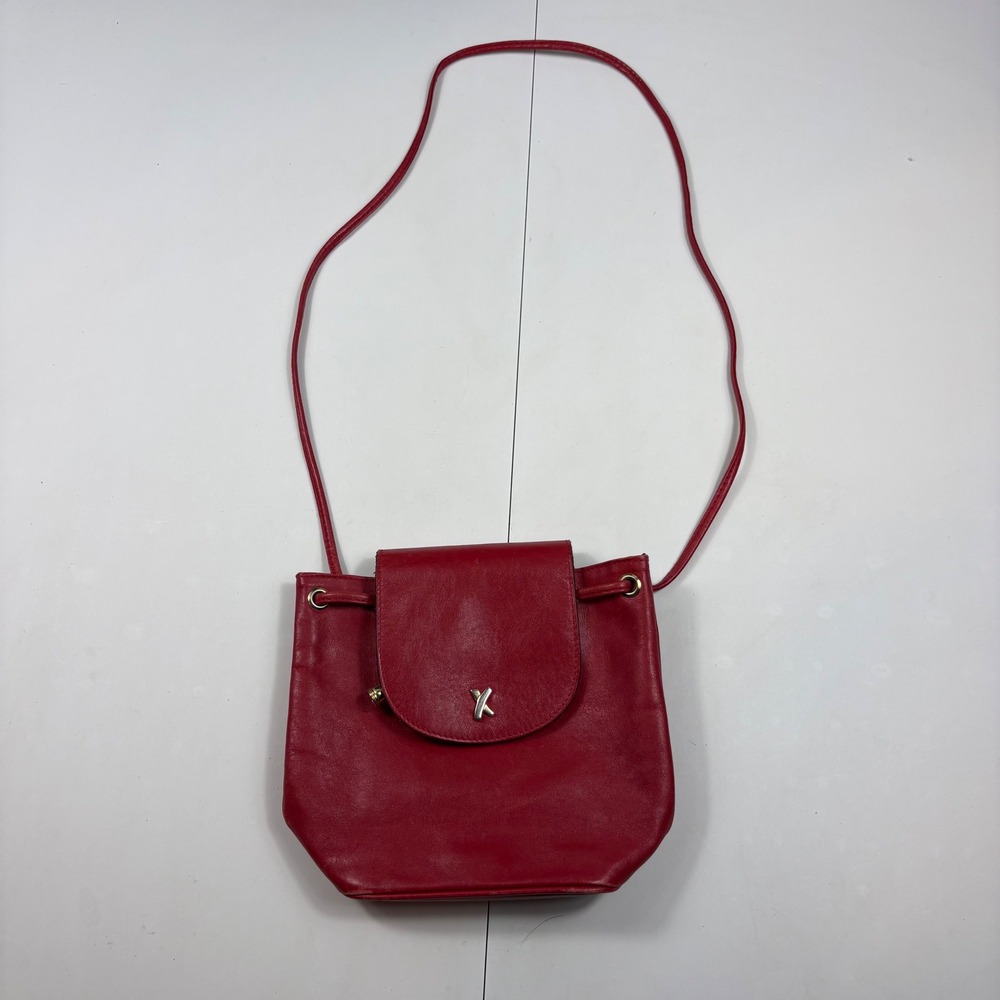 Vintage Paloma Picasso Red Leather Mini Crossbody Bag Italy Y2K